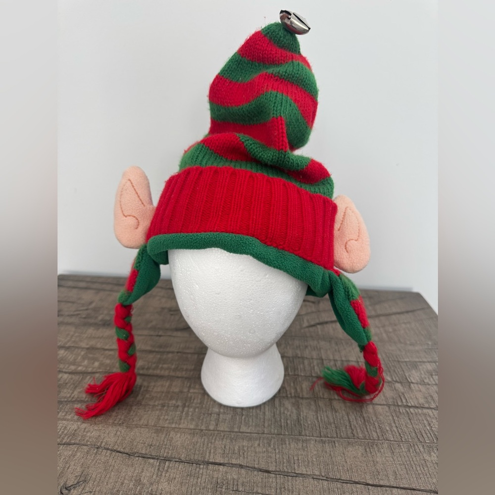 Red and Green Elf Hat with Ears O/S